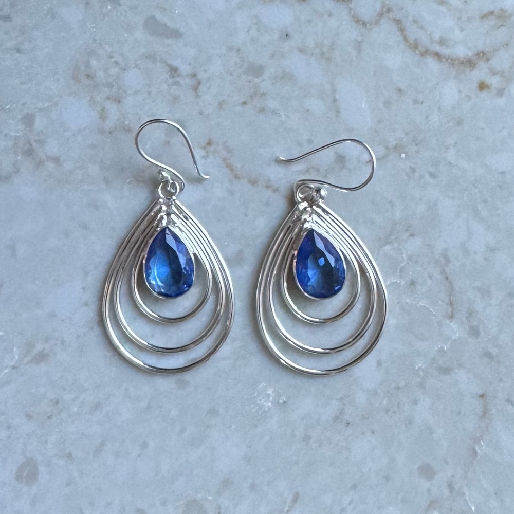 NWOT Sundance Ripple Earrings, Tanzanite, Sterling Silver
